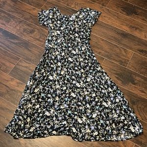 90s Black and Blue Floral Dress